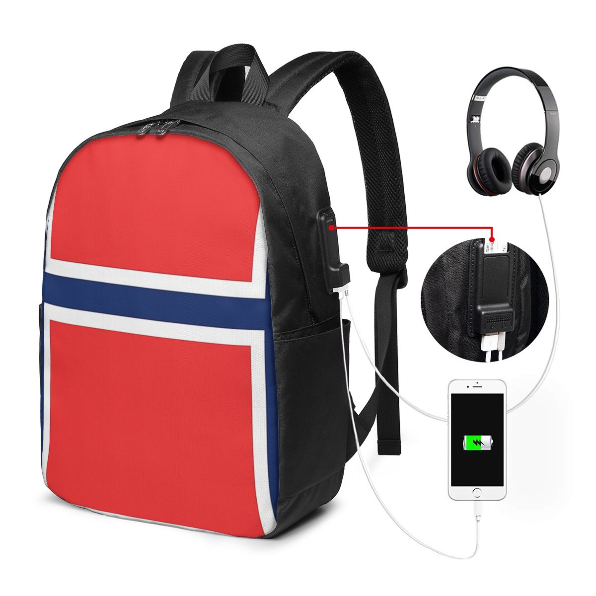 Womens Backpack - Sac à dos avec drapeau de