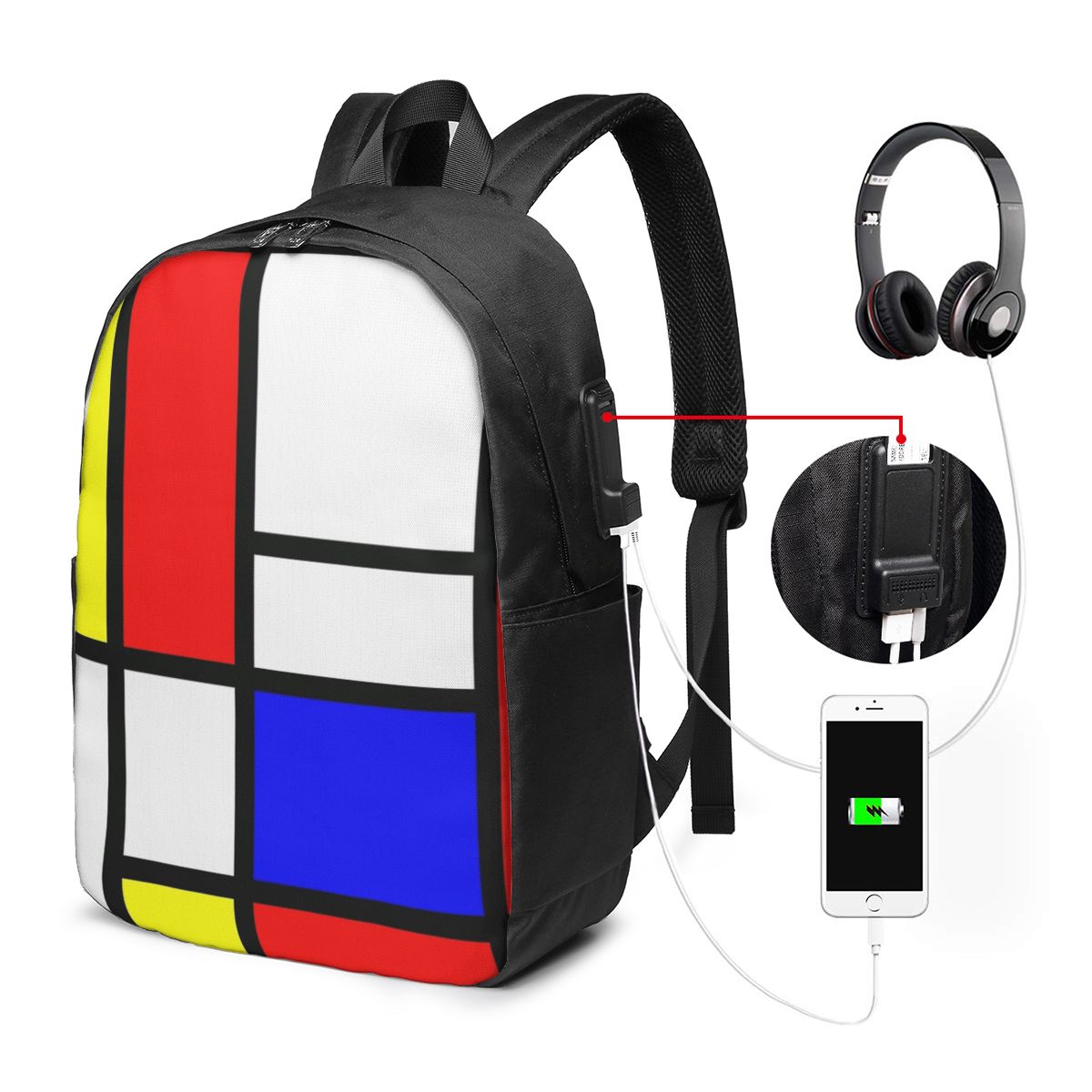 Womens Backpack - Piet Mondrian Composition Sac à dos